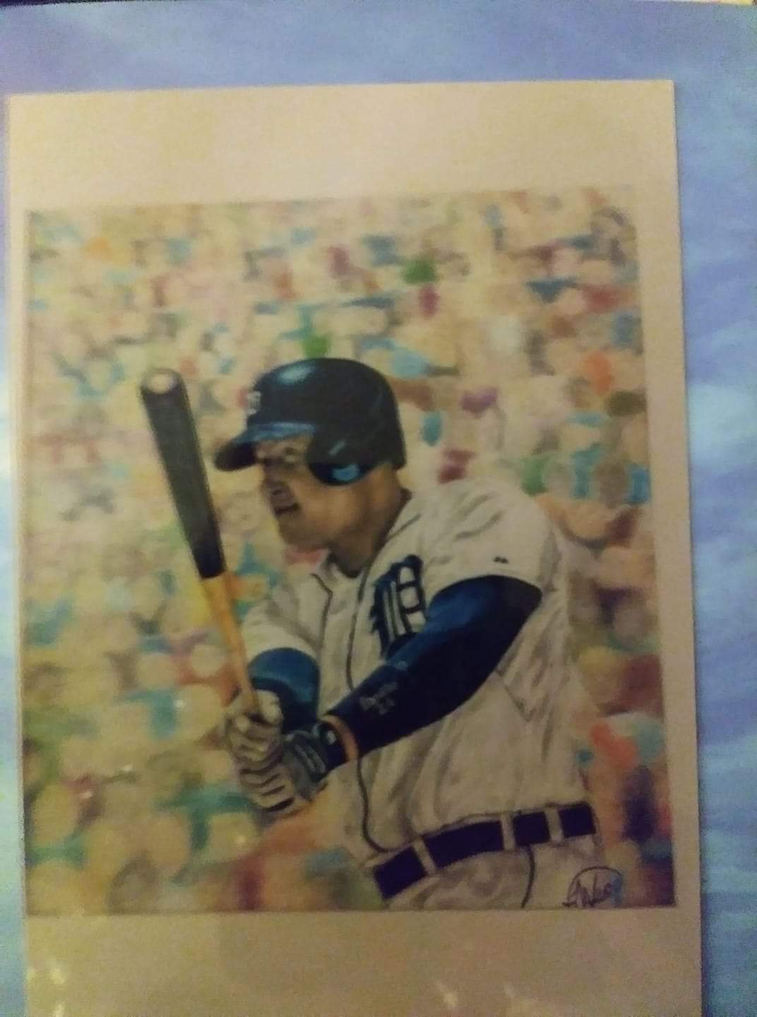 Painting of a Detroit baseball player at bat